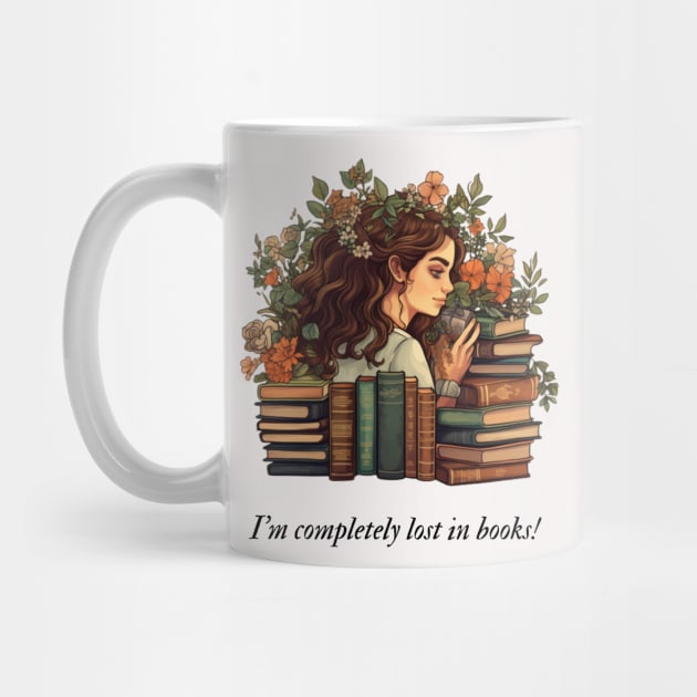 I'm completely lost in books! Gift for book lover by Positive Designer